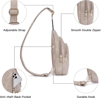 Telena Small Sling Bag for Women Leather Crossbody Fanny Packs Chest Bag for Women