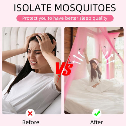 4 Corners Mosquito Net for Mosquiteros para Camas Bed Canopies Netting Bed Drapes Rectangular Mosquito Mesh for Camping Home Outdoor Travel(Pink,L75 X W59 X H67 Inch,Opening)