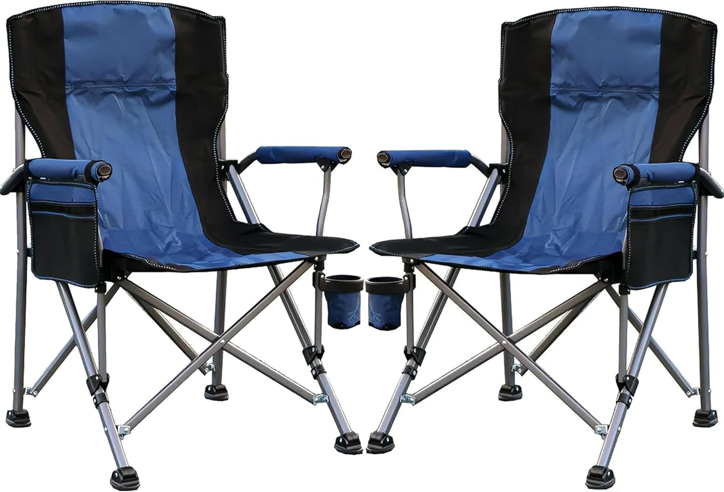 Camping Chair for Adults Heavy Duty Outdoor Patio Lawn Chairs Portable Support 350 LBS High Back Padded Oxford with Armrests, Storage Bag, Cup Holder, for Outside Fishing, Camping, Foldable
