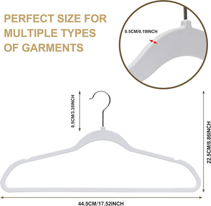 Quality Hangers 50 Pack Non-Velvet Plastic Hangers for Clothes - Heavy Duty Coat Hanger Set - Space-Saving Closet with Chrome Swivel Hook, Functional Non-Flocked Hangers - Cream White