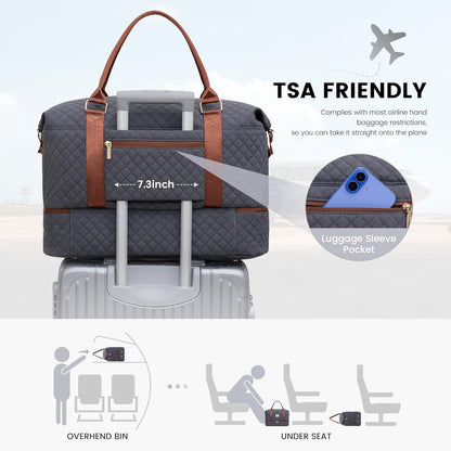 LOVEVOOK Travel Duffle Bag,Weekender Bags for Women with Shoe Compartment，Carry on Overnight Bag with Toiletry Bag,Gym Duffel Bag with Wet Pocket, Hospital Bags for Labor and Delivery