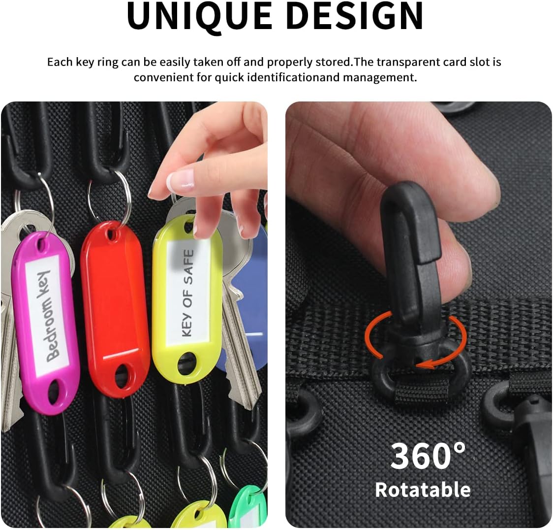 Sdstone Portable Zippered Key Organizer,Fireproof and Waterproof Key Case With 24 Key Hooks,Portable Manager & Landlord Zipper Key Binder For Real Estate Sales,Hotel Executives, Car Service(Brown)