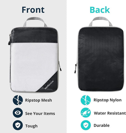 3 Set Compression Packing Cubes for Travel - Compressible, Lightweight, and Space-Saving Packing Cubes, Travel Essentials for Women, Black