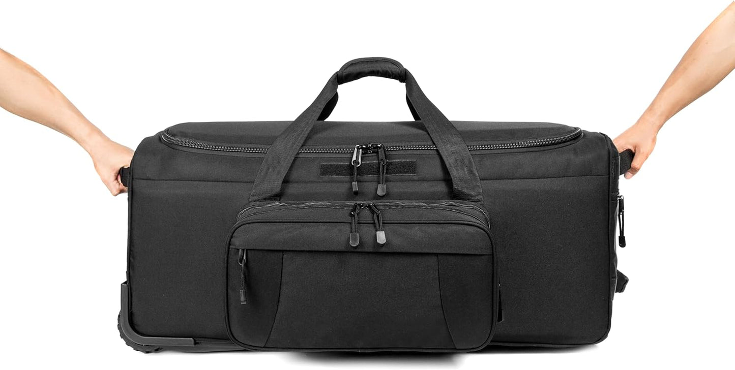 Mountain Land 120L Tactical Duffle Bag Rolling Duffle Bag with Wheels And Handle(Black)