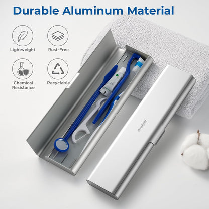 2 Pack Wider Aluminum Toothbrush Travel Case, Portable Travel Toothbrush Holder, Durable Manual Toothbrush Box Container for Traveling, Bathroom, Camping, Business Trip