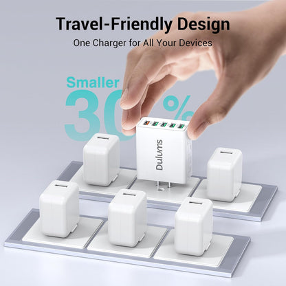 50W USB Wall Charger Block,2Pack 5-Port Charger Fast Charging Block QC 3.0 Multiport Box Brick Cube USB A Wall Plug for iPhone 17/16/15/14 Pro Max Plus, iPad,Galaxy, LG, Moto, Android Phones,AirPorts