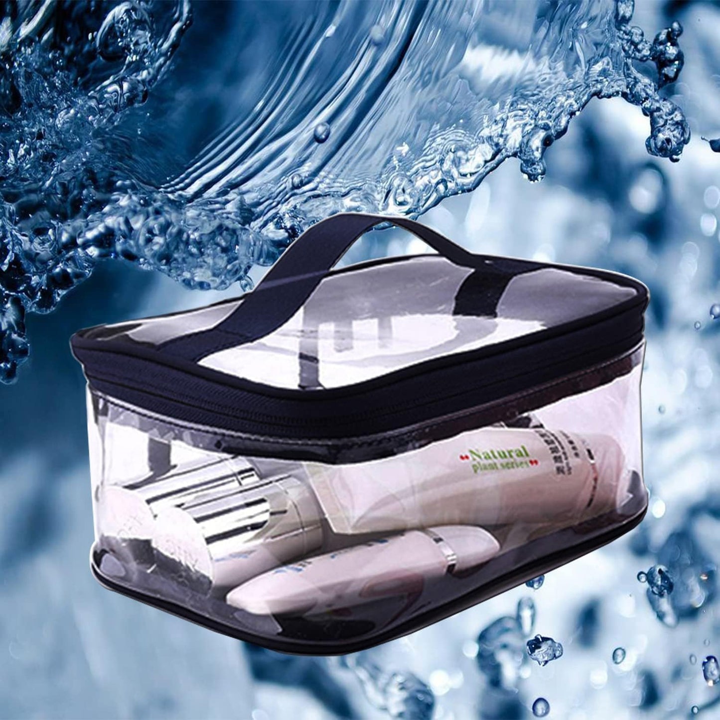 Clear Makeup Bags, 2 Pcs Transparent Cosmetic Bags, Black