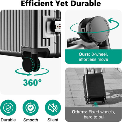 Hard Shell Luggage 20 Inch Travel Suitcase, 22x14x9 Airline Approved with TSA Lock, ABS Aluminum Frame, Lightweight Travel Luggage 20'' 24'' 26'' Carry-on Luggage (Upgraded Grey, 20 Inch)