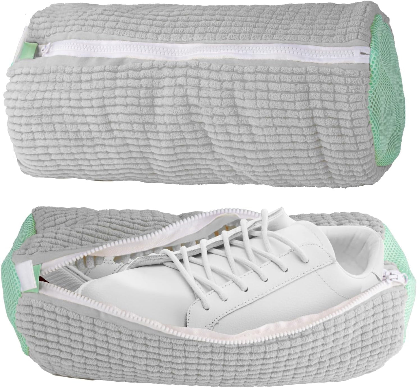 2 Packs Shoe Washing Machine Bag, Laundry Shoe Bag for Washer and Dryer, 360°All-Around Cleaning Sneakers, shoe bag Top Hidden Zipper，Reusable Sneaker Washing Machine Bag For All Shoe Types (Grey)