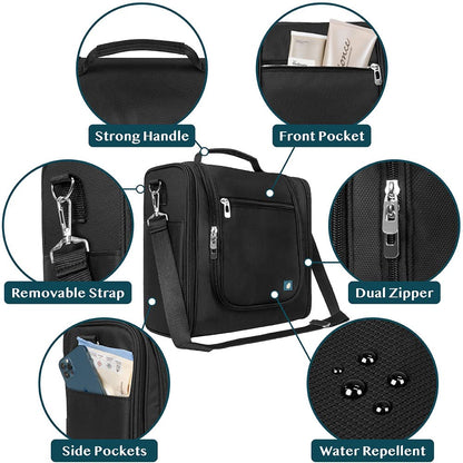 PAVILIA Extra Large Toiletry Bag Travel Bag for Women Men, Hanging Cosmetic Organizer, Water Resistant Makeup Bag for Accessories Toiletries, Travel Essentials Kit (Black)
