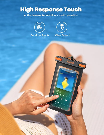 Lamicall Large Size Waterproof Phone Pouch Case - [ Big Case Friendly ] for Galaxy S25 Ultra, S22 23 S24 Ultra with Case, for iPhone 16 15 14 13 12 Pro Max, Plus Mini, for 7.5" Devices, 2 Pcs