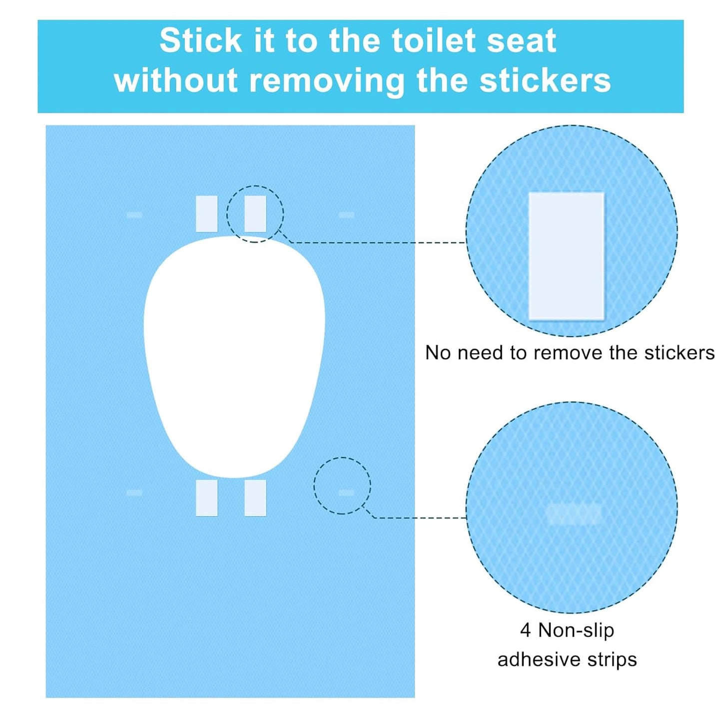 50 Packs Tear-Free Toilet Seat Covers Disposable for Adults and Kids, 16x24 Inch Waterproof Non-Slip Disposable Toilet Seat Cover for Travel, Public Toilet, Outdoors (Individual Package)