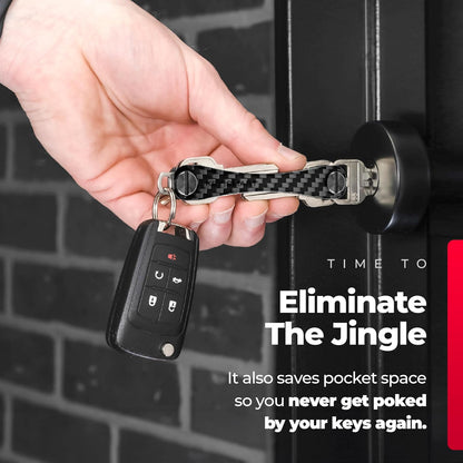 KEYSMART Key Holder for Keychain - Compact Key Organizer for Key Chain, Minimalist Clutter-Free EDC Keychains Key Ringys, Carbon Fiber 3k, 14 Keys