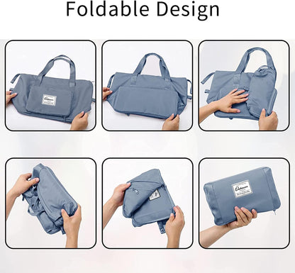Large Capacity Foldable Travel Bag Expandable Portable Carry on Bag Dry&Wet Separation Sports Duffel Bags