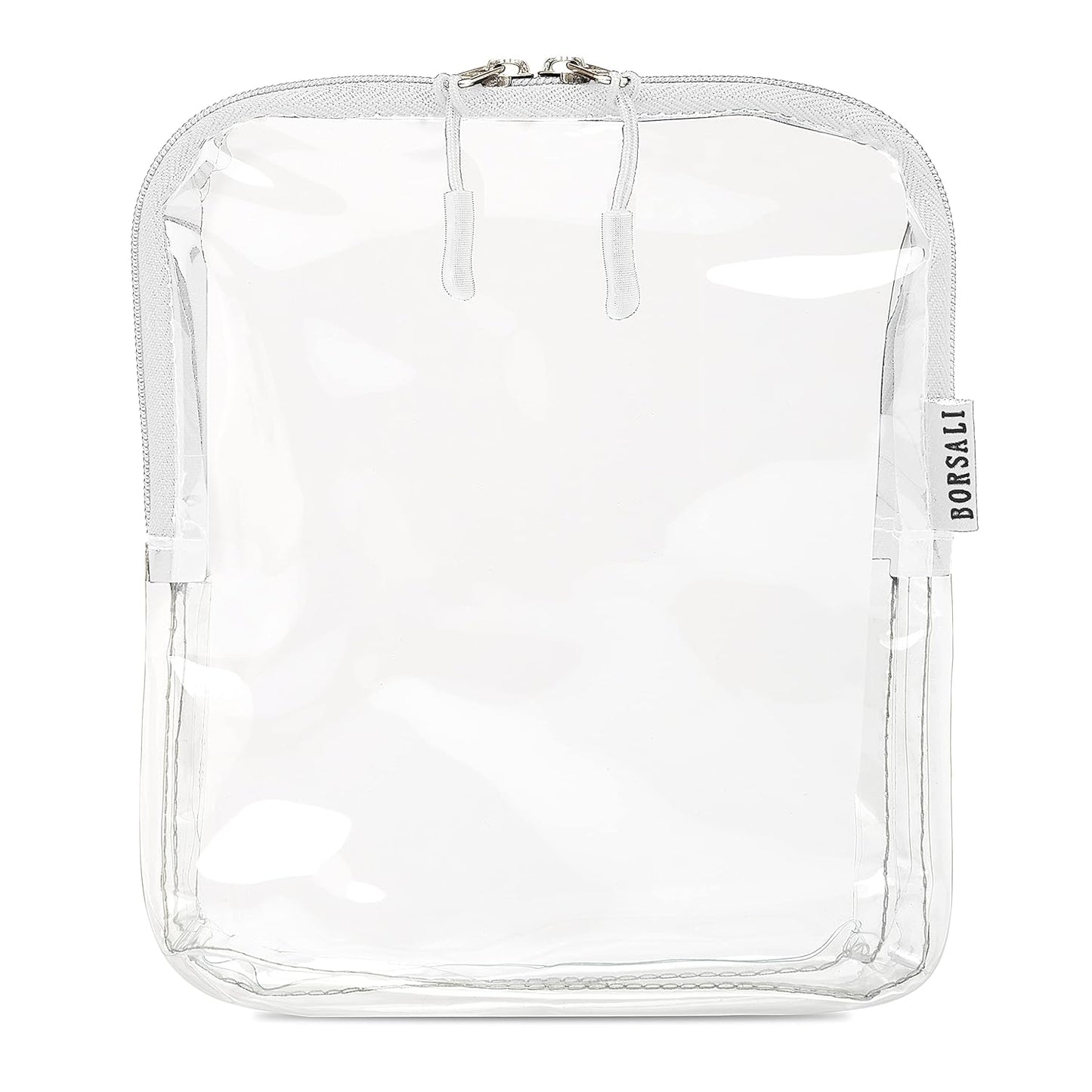 BORSALI TSA-Approved Quart-Sized Bag for Carry-On Travel - One (1) Quart Clear Toiletries, Cosmetic and 3-1-1 Liquids Toiletry Bag - White