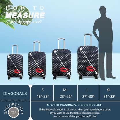 Explore Land Travel Luggage Cover Suitcase Protector Fits 23-26 Inch Case (Polkadot, M)