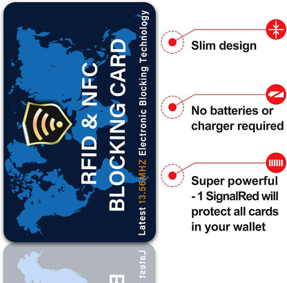 SaiTech IT 5 Pack RFID Blocking Card NFC Contactless Debit/Credit Card ATM Passport Protector ideal for Men & women slim with World map design perfectly fit in wallet - Blue