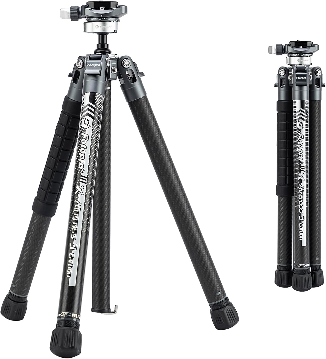 Fotopro Carbon Fiber Tripod 1.7lbs Ultralight 62 Inch Portable Compact Travel Tripod for Camera DSLR Load up to 22lbs X-Aircross 3 Lite Grey