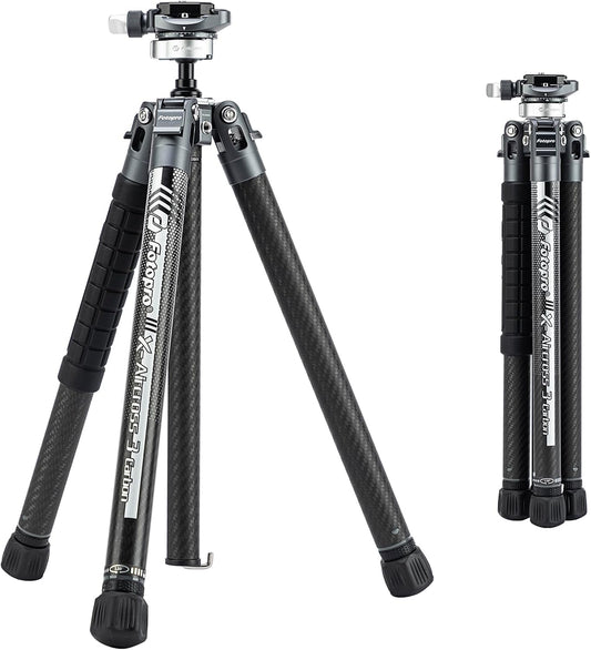 Fotopro Carbon Fiber Tripod 1.7lbs Ultralight 62 Inch Portable Compact Travel Tripod for Camera DSLR Load up to 22lbs X-Aircross 3 Lite Grey