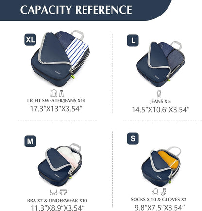 Gonex Compression Packing Cubes, 3pcs/4pcs Expandable Storage Travel Luggage Bags Organizers