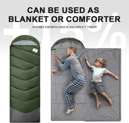 Sleeping Bags for Adults Cold Weather,Portable, Waterproof,Lightweight Sleeping Bag for Tall Girls Boys with Compression Sack for Warm Camping, Hiking, Outdoor & Indoor
