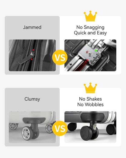 LUGGEX Checked Suitcase with Spinner Wheels, 28 Inch Aluminum Frame Zipperless Polycarbonate Hard Shell Suitcase, Blue