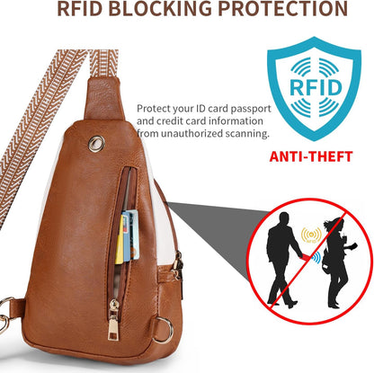 Crossbody Bags for Women Anti Theft Small Sling Handbag with Zipper Lock Vegan Leather RFID Blocking Chest Pure