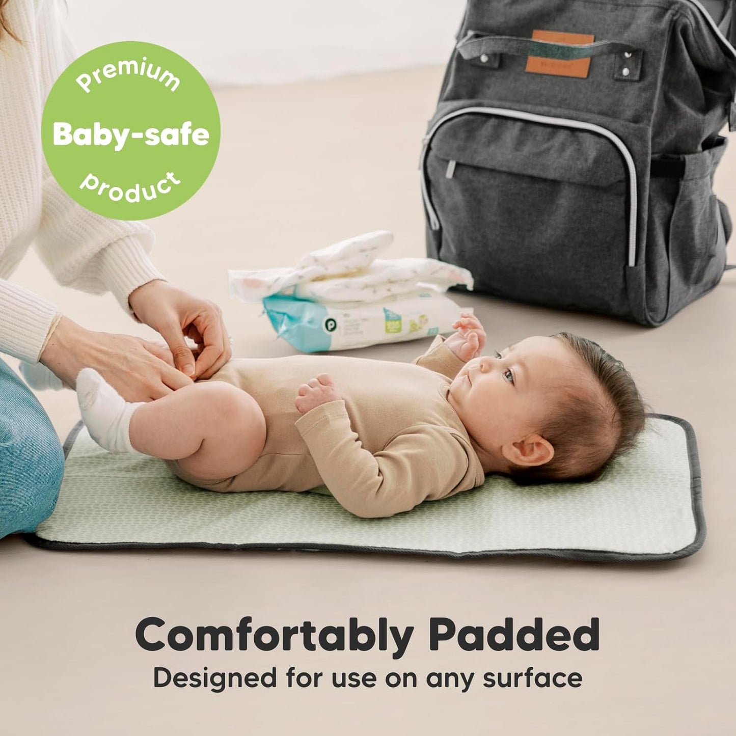 KeaBabies Portable Diaper Changing Pad, Easy Wipe Clean - Foldable Waterproof Baby Changing Mat for Diaper Bag, Compact, Lightweight, 25x13 Baby Changer Travel Essential, Machine Washable (Woods)