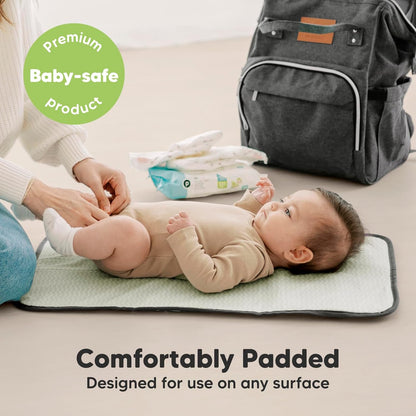 KeaBabies Portable Diaper Changing Pad, Easy Wipe Clean - Foldable Waterproof Baby Changing Mat for Diaper Bag, Compact, Lightweight, 25x13 Baby Changer Travel Essential, Machine Washable (Woods)