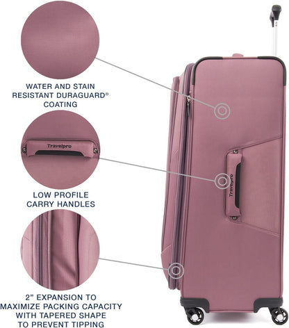 Travelpro Maxlite 5 Softside Expandable Checked Luggage with 4 Spinner Wheels, Lightweight Suitcase, Men and Women, Dusty Rose Pink, Checked Large 29-Inch