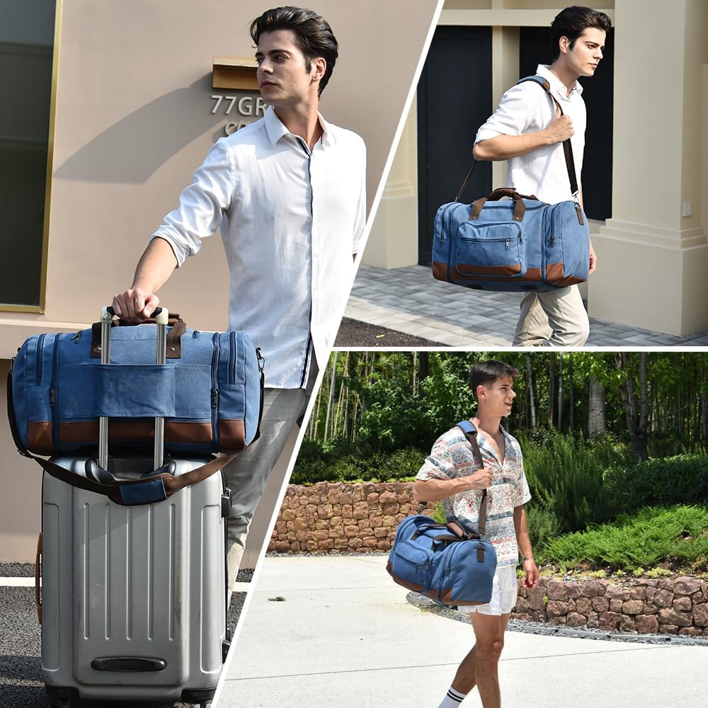 Dimayar Expandable Duffle Bag for Men, 50L Large-Capacity Weekender, Water-Resistant Mens Duffle Bags for Traveling, Lightweight & Durable Overnight Carry-On, Versatile Gym and Travel Bag