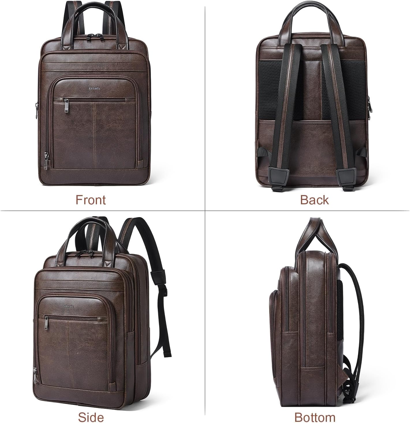 Shrrie 15.6" Laptop Backpack,Business Work Backpack Briefcase,Durable Computer Backpack for Office,Travel,College,Two-toned Coffee