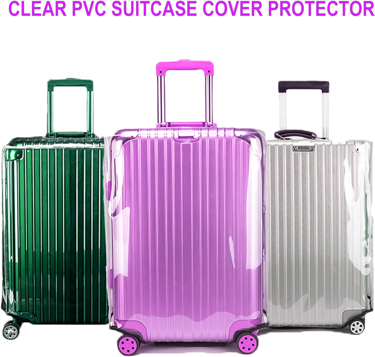 3 PCS PVC Luggage Protector Covers for TSA Approved 20/24/28 Inch Full Clear Suitcase Cover Protector Transparent Luggage Protective Cover Set Full Clear