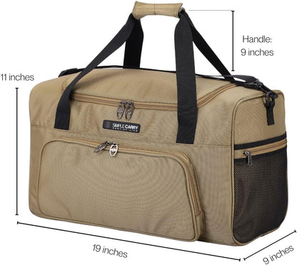 Large Sports Duffel Bag 20 inch for Travel Gym as Shoulder Bag and Hand Carry - Tan