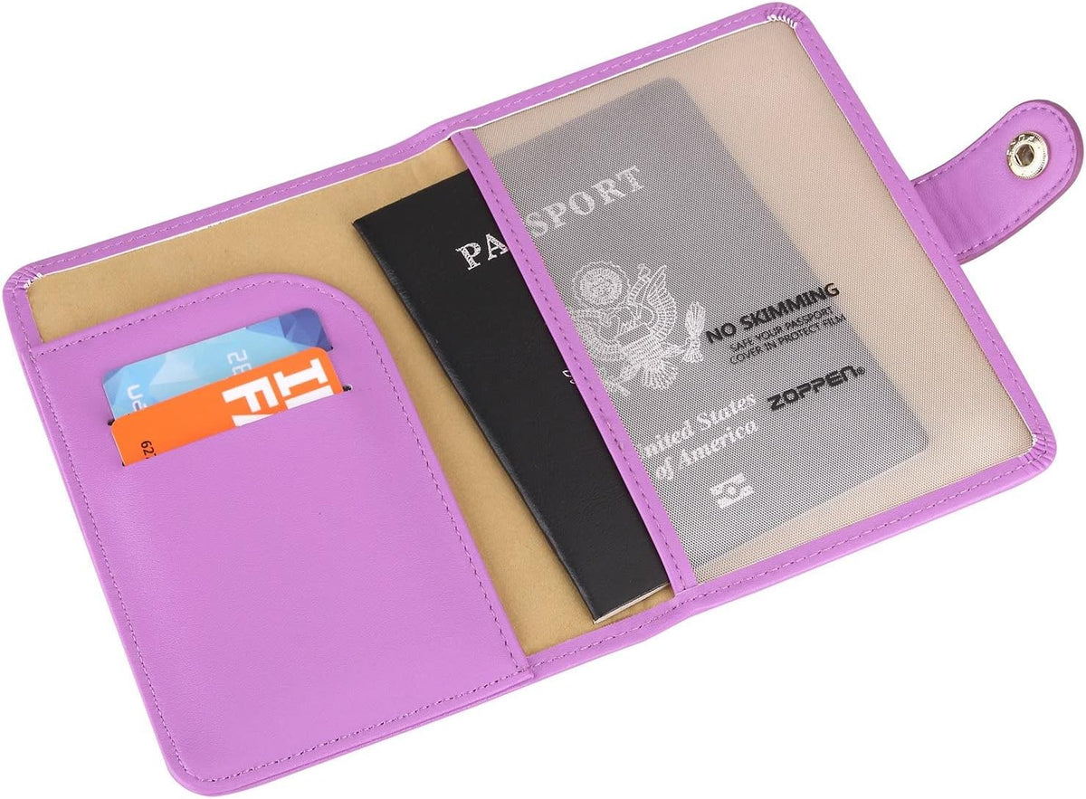 ZOPPEN Passport Holder Women, Passport Cover Travel Wallet Rfid Blocking Passport Wallet Cover Case Travel Essentials Document Organizer, Violet Purple