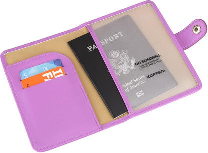 ZOPPEN Passport Holder Women, Passport Cover Travel Wallet Rfid Blocking Passport Wallet Cover Case Travel Essentials Document Organizer, Violet Purple