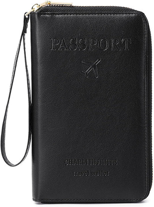 Multi-Function RFID Travel Passport Wallet with Phone Pocket - Ultimate Passport Holder for Women & Men | Holds Phones, Passports, Cash, Cards & Boarding Passes (Black)