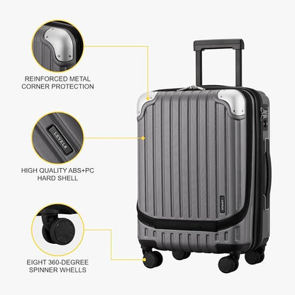 LEVEL8 Grace Carry on Luggage 22x14x9 Airline Approved, 20 Inch Hard Shell - Image 5
