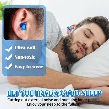TrelaCo 100 Pairs Ear Plugs Bulk, NRR 29dB Reusable Silicone Ear Plugs with Plastic Cases Soft Foam for Sleeping Noise Cancelling for Concerts Shooting Swimming Noise Reduction(Blue)