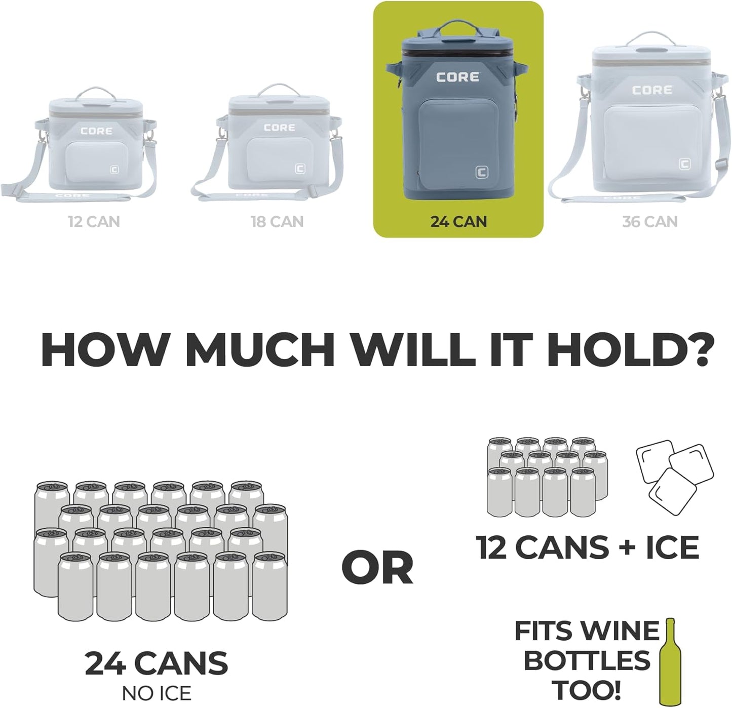 CORE Magnetic Leak Proof Soft Cooler with Waterproof Zipper | Insulated Bag Portable Ice Chest Box | Best Soft Cooler for Food & Beverages for Tailgating, Car Camping, Travel, and Family Beach Picnics