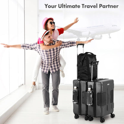 TACH V3.1 Hard Shell Carry On Luggage 20 inch | Carry on Luggage with Spinner Wheels & Patented Built-In Connecting System | One Piece Rolling Suitcase Links 9 Bags At Once (Grey)
