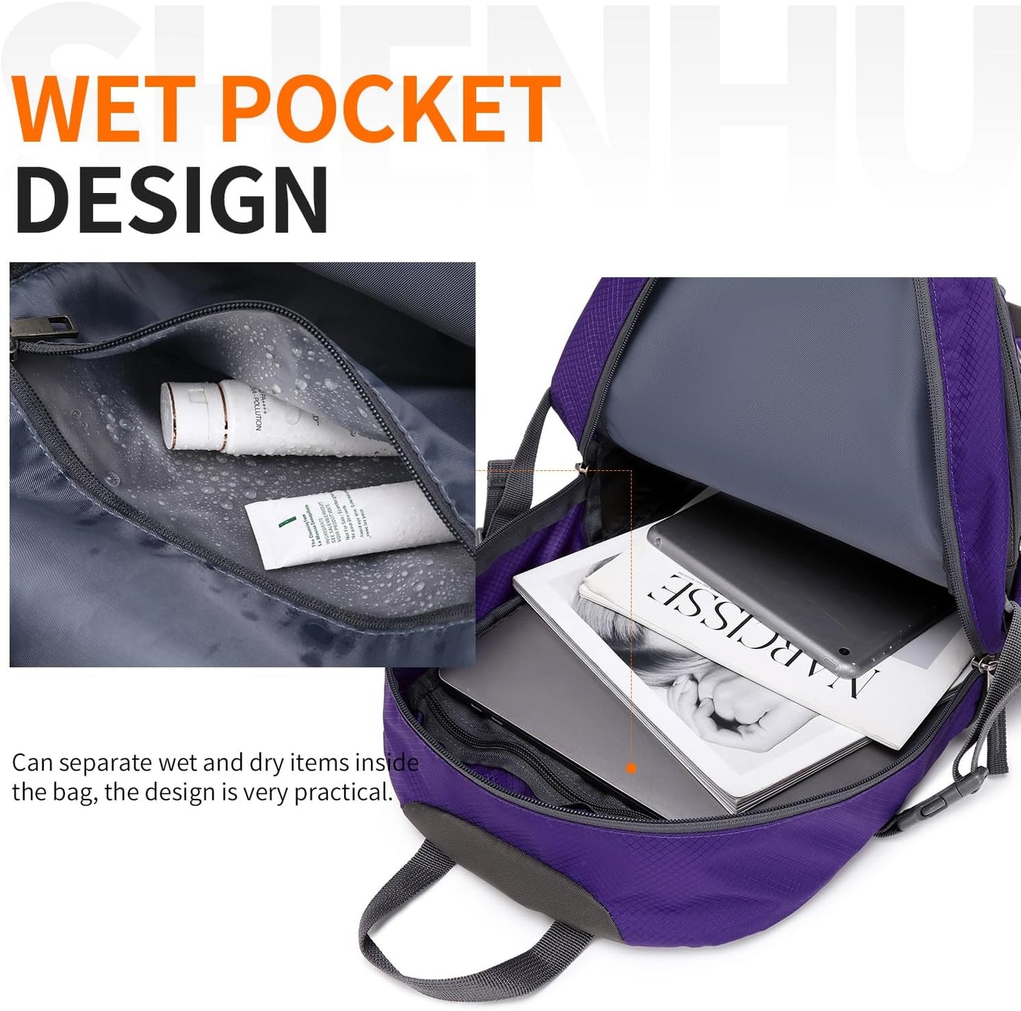 40L Hiking Backpack Lightweight Daypack Waterproof Travel Camping Backpack for Men Women Sport Packable