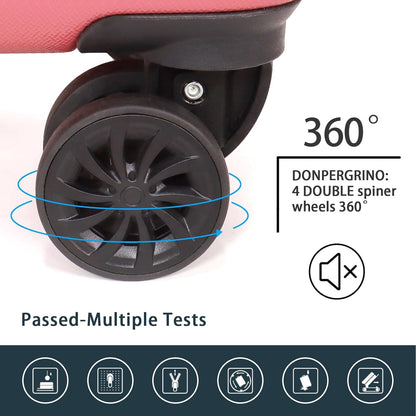 Luggage Set 3 Pieces (20/24/28) -Suitcase Set - Carry on Luggage with Wheels - Check-in Luggage - PC + ABS Durable Suitcase Rotating Silent Wheels Hardside Luggage with Spinner Wheels,3pcs (Pink)