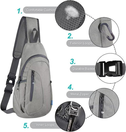 TITECOUGO Small Sling Bag, Lightweight Crossbody Backpack for Men Women, Shoulder Bag for Sports and Outdoor