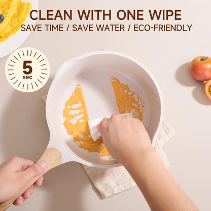 JEETEE 23pcs Pots and Pans Set Non Stick, White Cookware Sets for Kitchen, w/Frying Pans, Saucepans, Sauté & Griddle & Crepe Pan, Induction Cooking Pots (PFOA/PFAS Free)