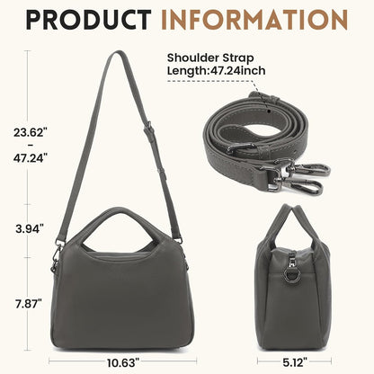 KOGTLA Genuine Leather Purses for Women, Crossbody Shoulder Bags with Top-Handle, Tote Satchel Handbags