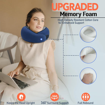 Travel Pillow | High-Density Memory Foam Pillow with 360° Surround Support. Ergonomically Designed. Ideal for Airplane Travel and Home Use.