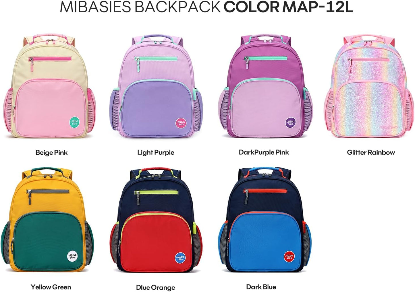 mibasies Toddler Backpack for Girls 2-4: Glitter Kids Backpacks for Girls - Preschool Kindergarten Backpack - Rainbow Pink
