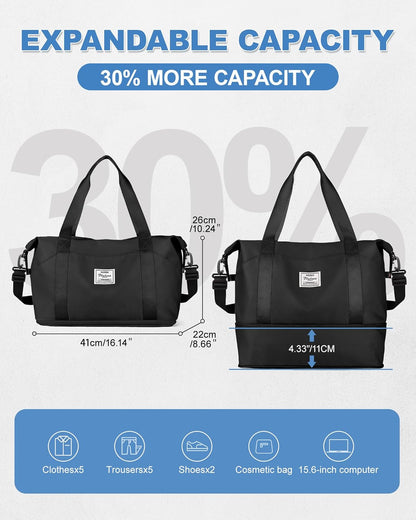 Travel Duffel Bag, Sports Tote Gym Bag, Shoulder Weekender Overnight Bag for Women