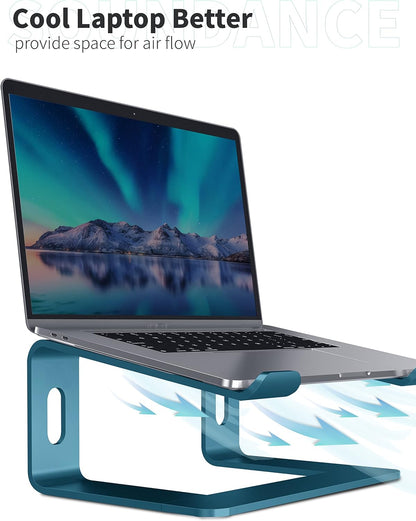SOUNDANCE Laptop Stand, Aluminum Computer Riser, Ergonomic Laptops Elevator for Desk, Metal Holder Compatible with 10 to 15.6 Inches Notebook Computer, Navy Blue